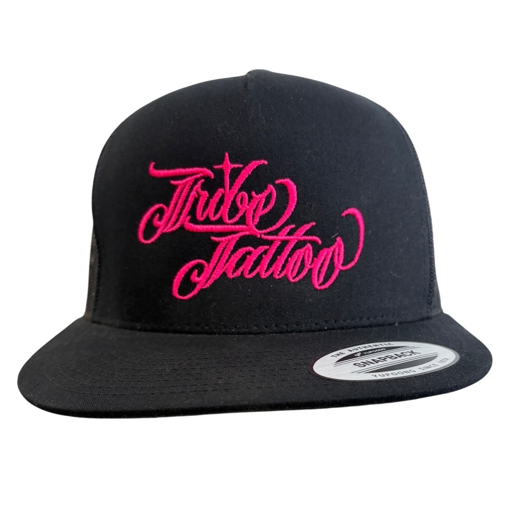 Yupoong The‎ Classics Tribe Tattoo Snapback Trucker Hat Black Pink Mesh Cap